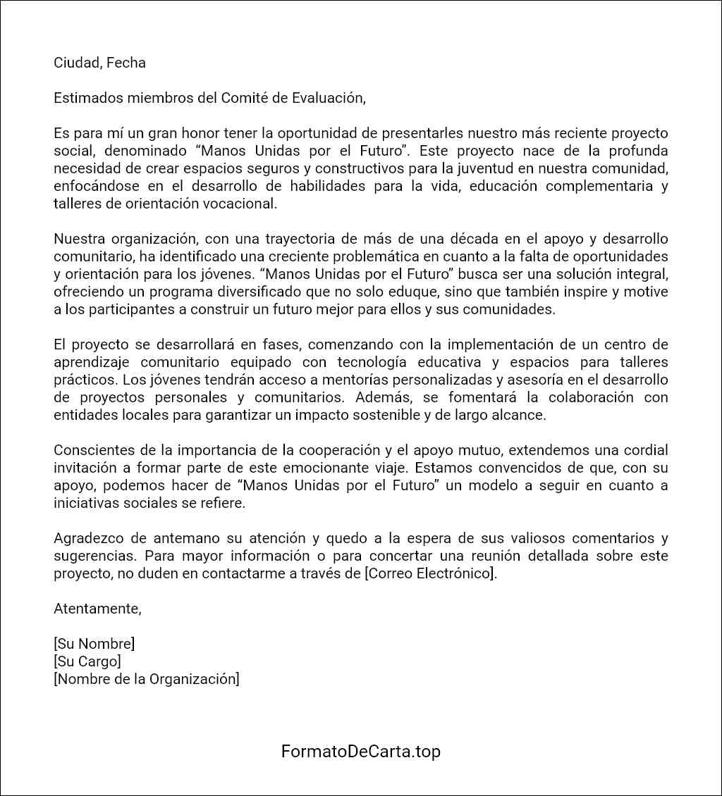 Carta de presentación de un proyecto social formato