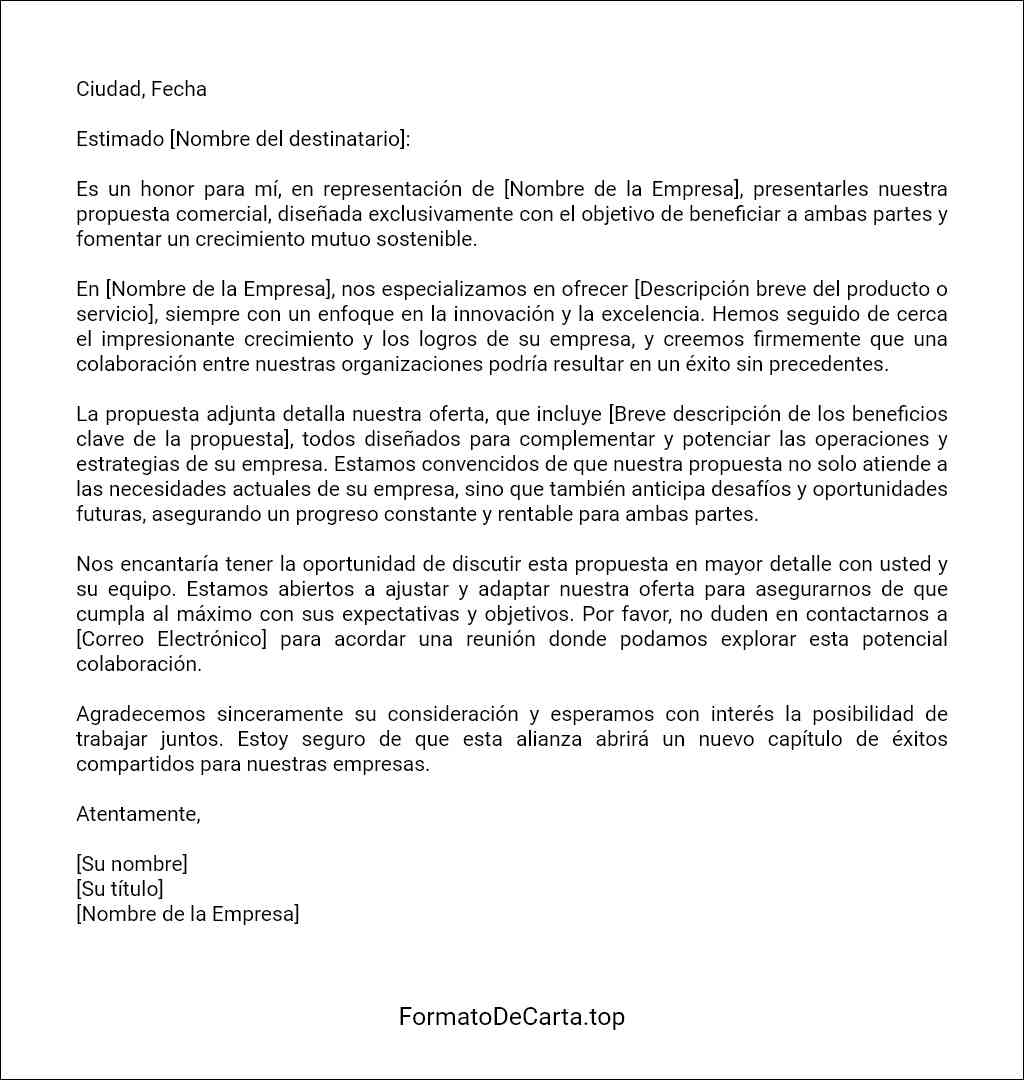 como redactar una Carta de presentación de una propuesta comercial 